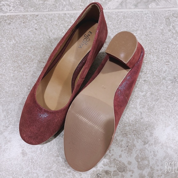 NEW Enjoiya Eleganza Pumps Leather Wine Block Heel Size EU 40 US 9 New w/o Box - Picture 6 of 13